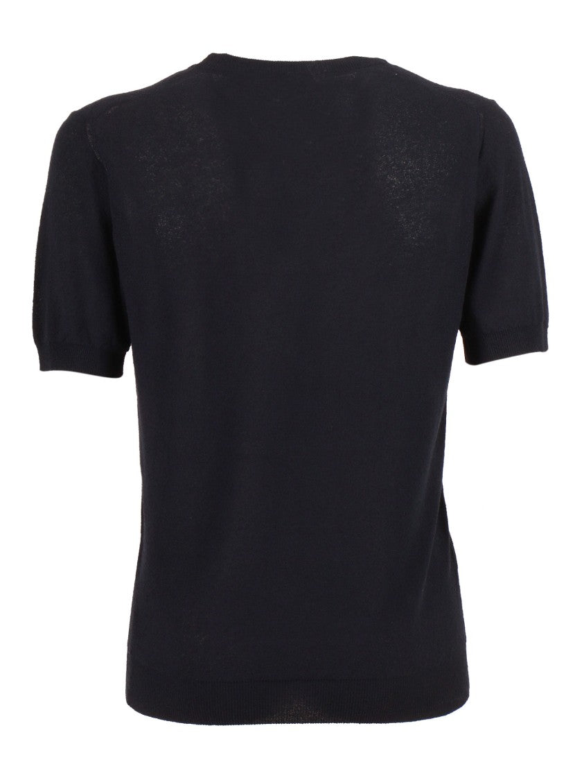 Kangra Cashmere Short Sleeve Crew Neck Knit Top