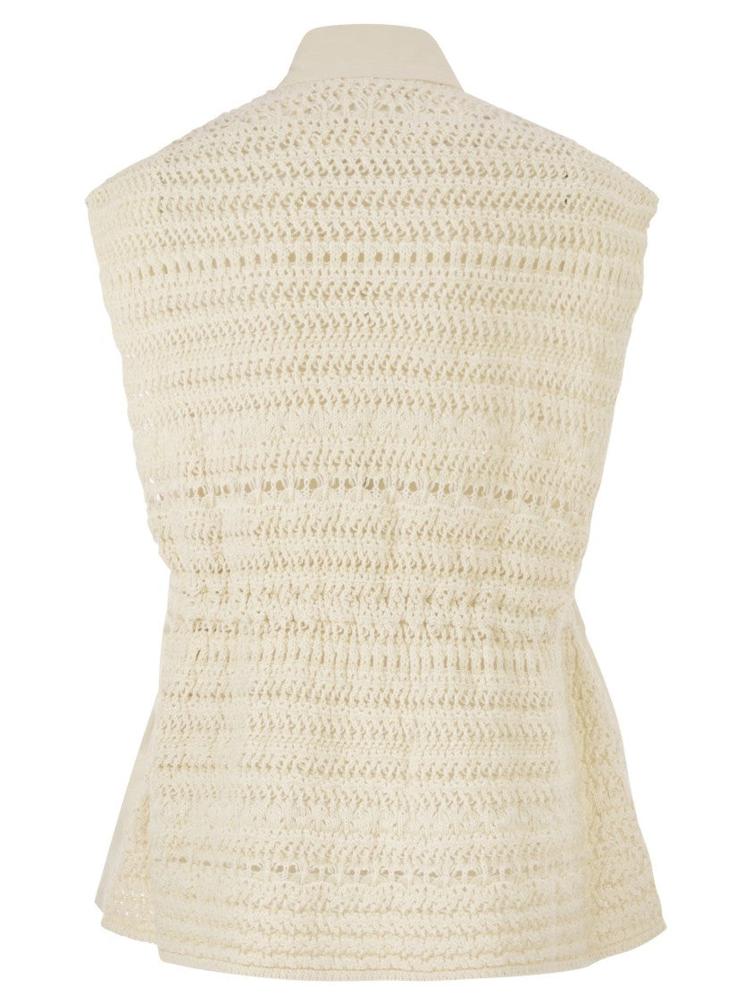 Fabiana Filippi Dual-Material Waistcoat In Poplin And Knitted Fabric