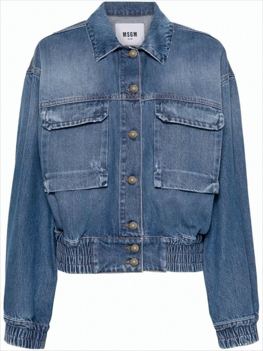 Msgm Relaxed Fit Cropped Denim Jacket
