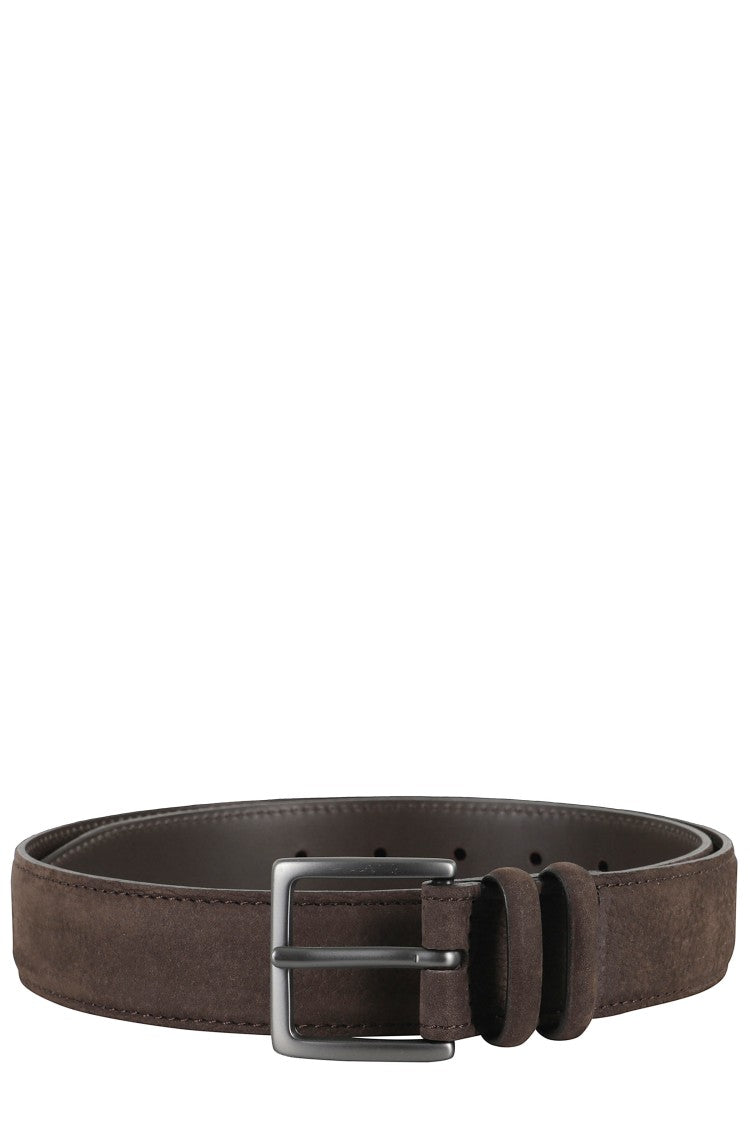 Orciani Nubuck Leather Classic Belt With Double Loop