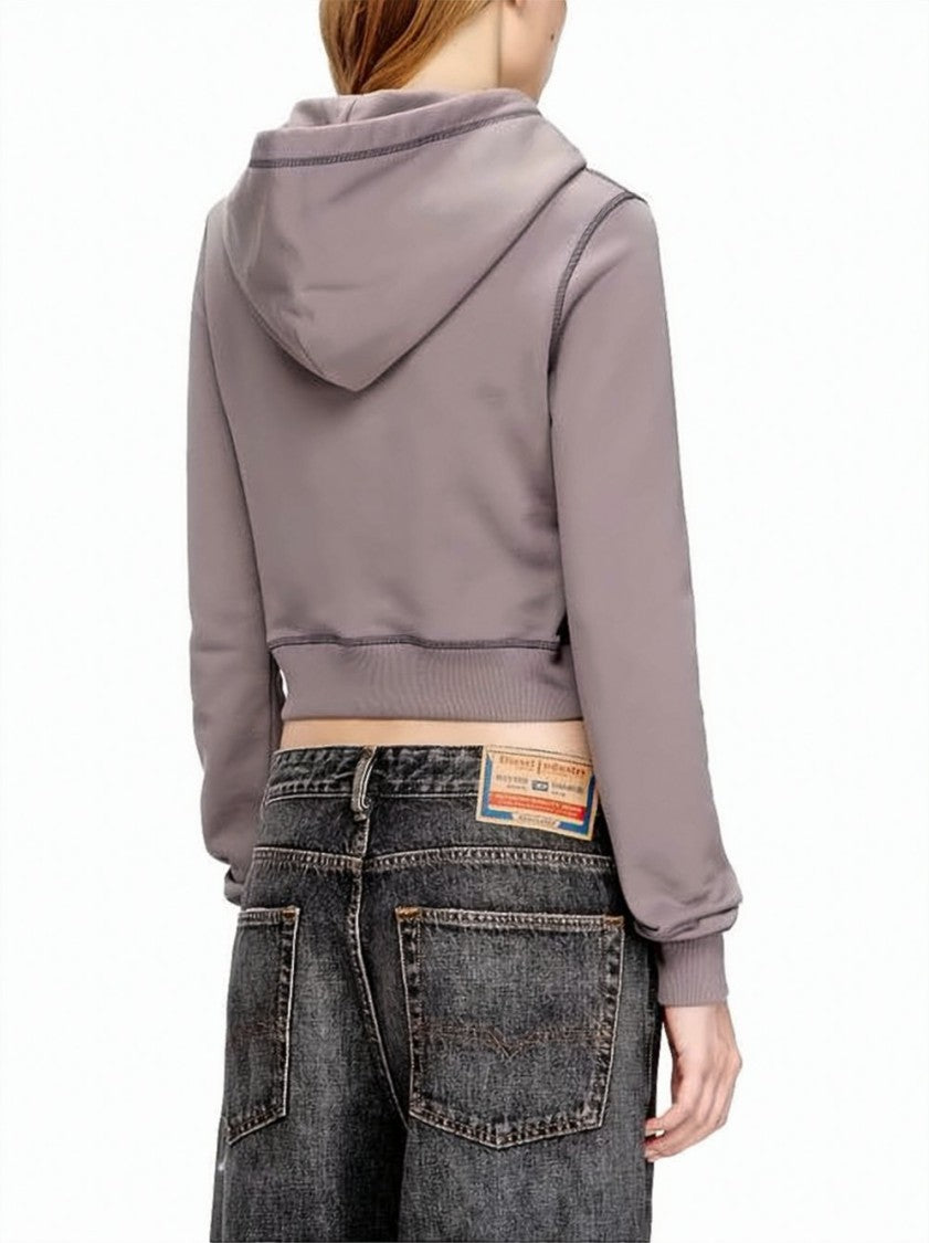 Diesel Cropped Slim Fit Hoodie With Heart Graphic