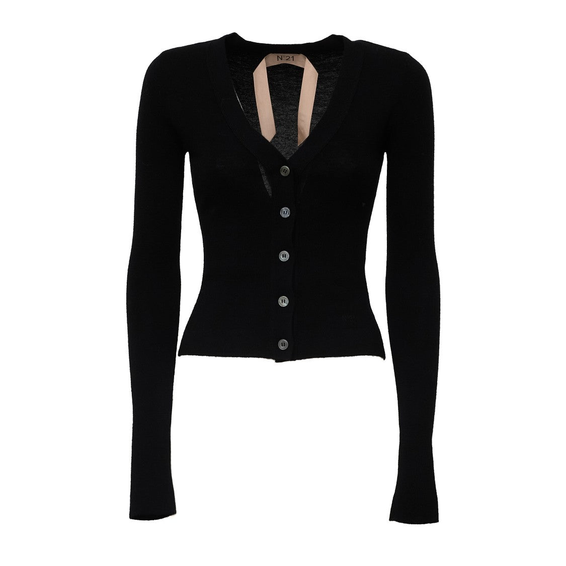 N°21 V-Neck Embroidered Logo Knit Cardigan