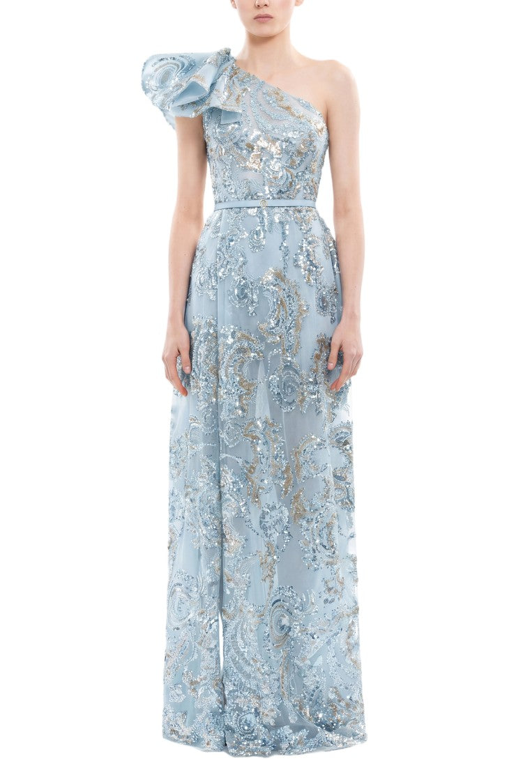 Saiid Kobeisy Ruffle Embroidered Long Dress