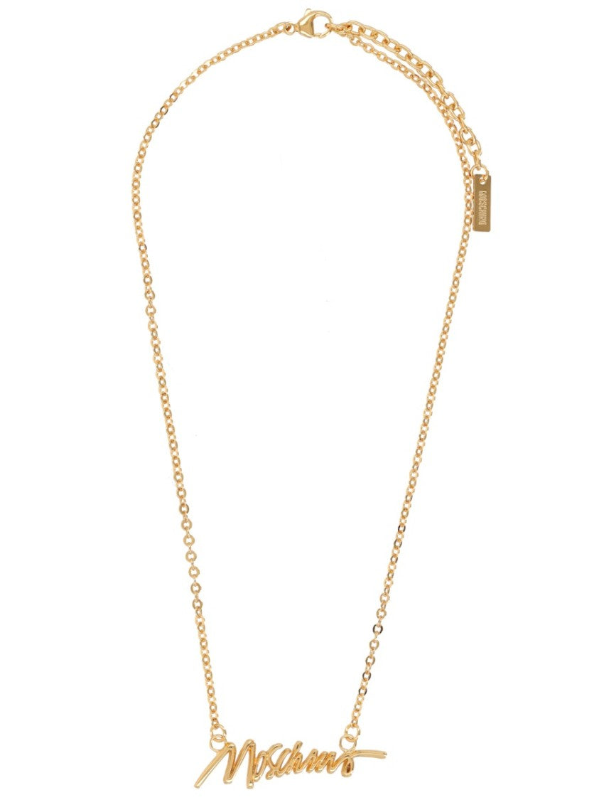 Moschino Logo Polished Fine Chain Necklace