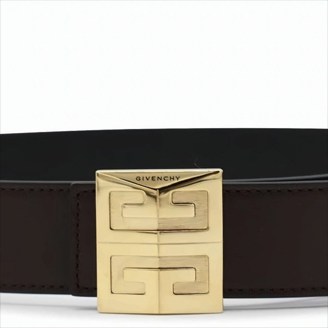 Givenchy Calf Leather Belt With Polished Gold-Tone Buckle And Geometric Embossing