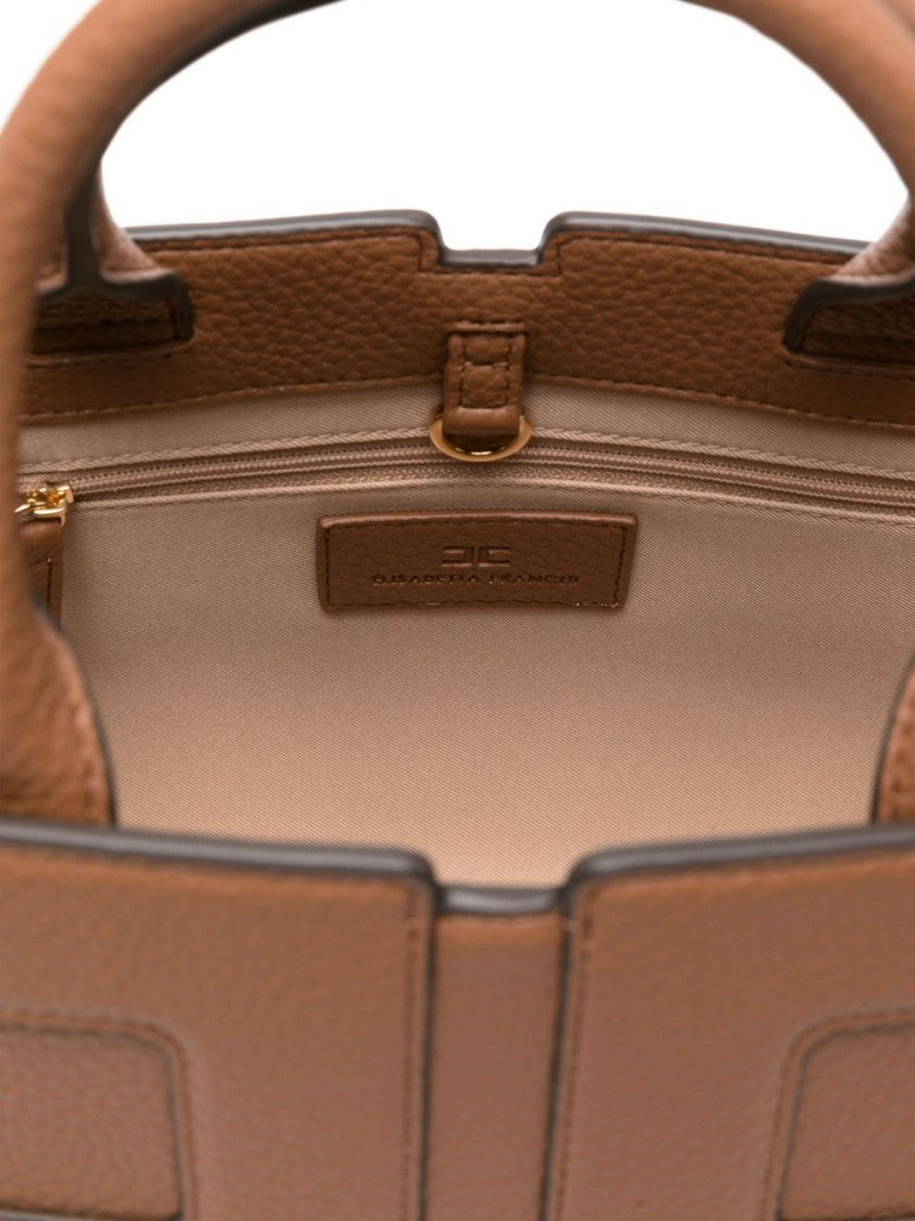 Elisabetta Franchi Rectangular Textured Handbag With Detachable Strap