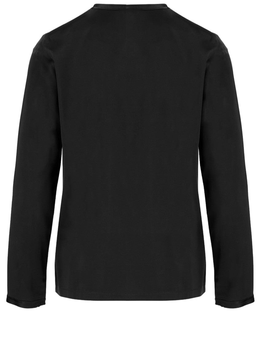 F.It Stretch Silk Sweater With Crew Neck And Long Sleeves