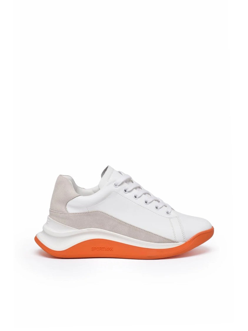 Sportmax White-Orange Leather Vada Sneakers