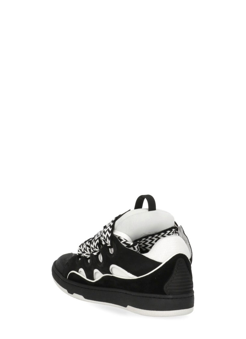 Lanvin Unisex Black And White Sneakers With Herringbone Laces And Breathable Design