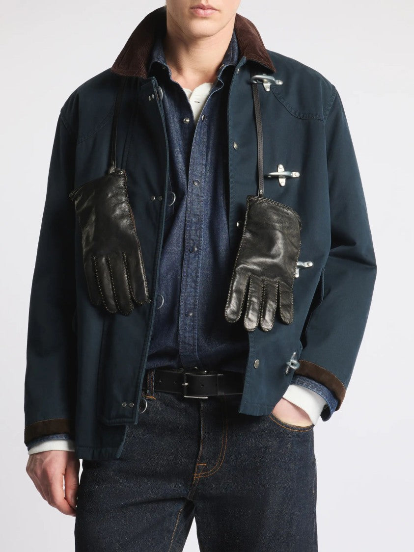 Fay 4-Hook Jacket With Blue Corduroy Details And Lobster-Claw Fastening
