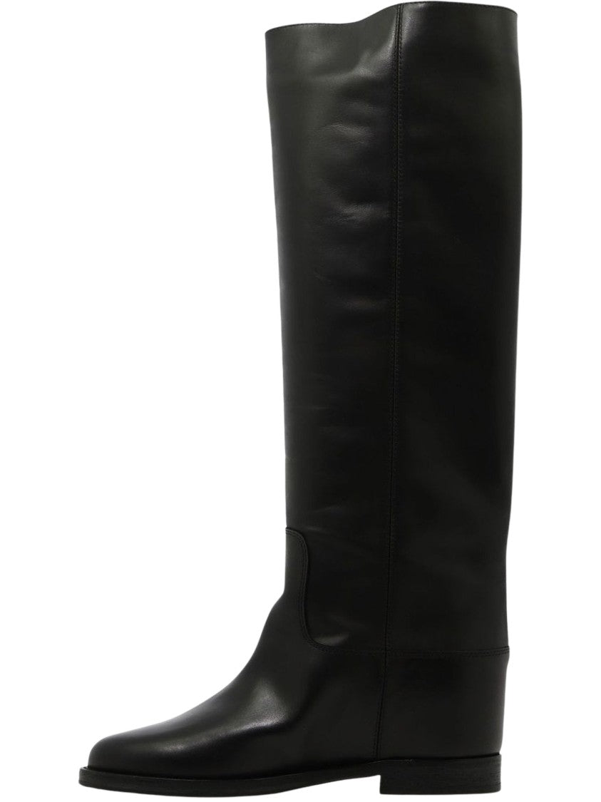 Via Roma 15 Black Gold-Tone Logo Plaque Saint Barth Boots