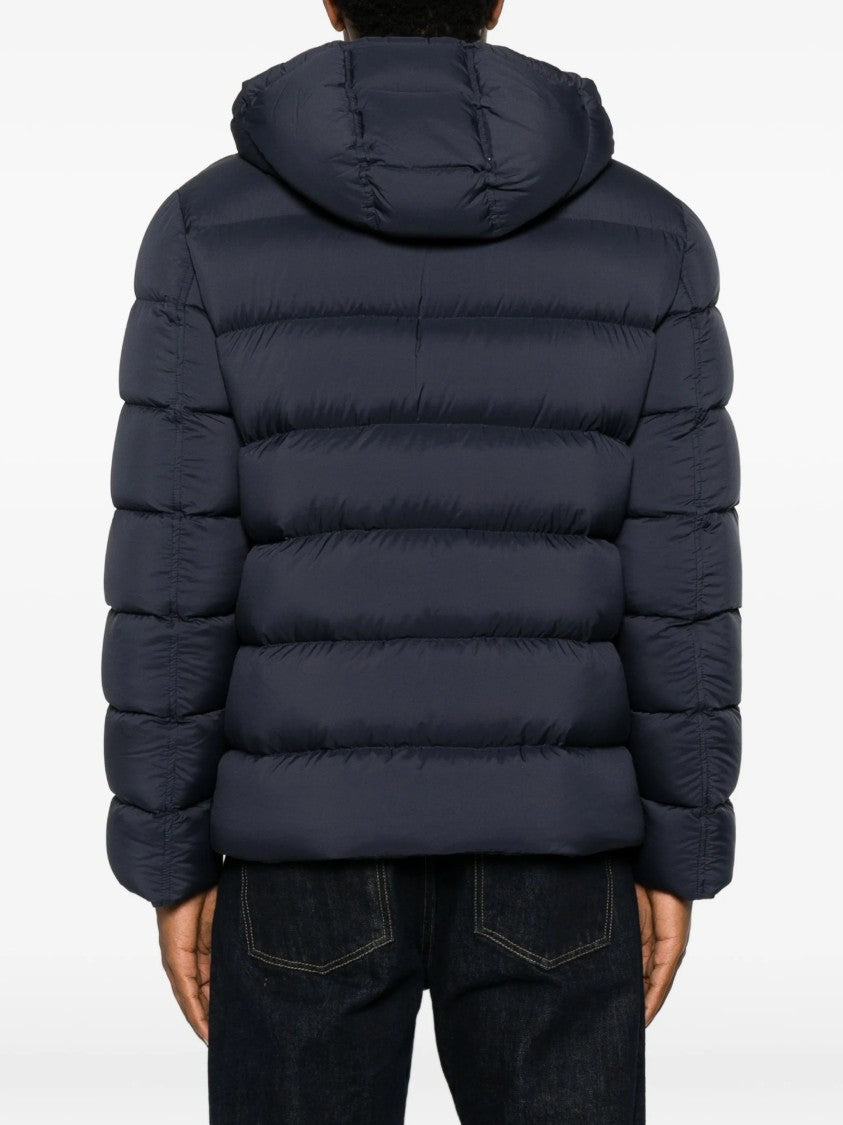 Herno Quilted Blue Puffer Jacket With Adjustable Hood
