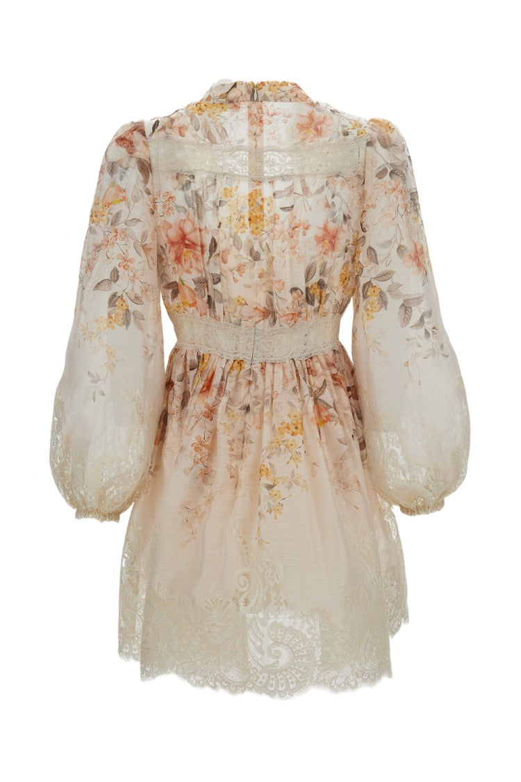 Zimmermann Beige Luna Lace Lantern Dress