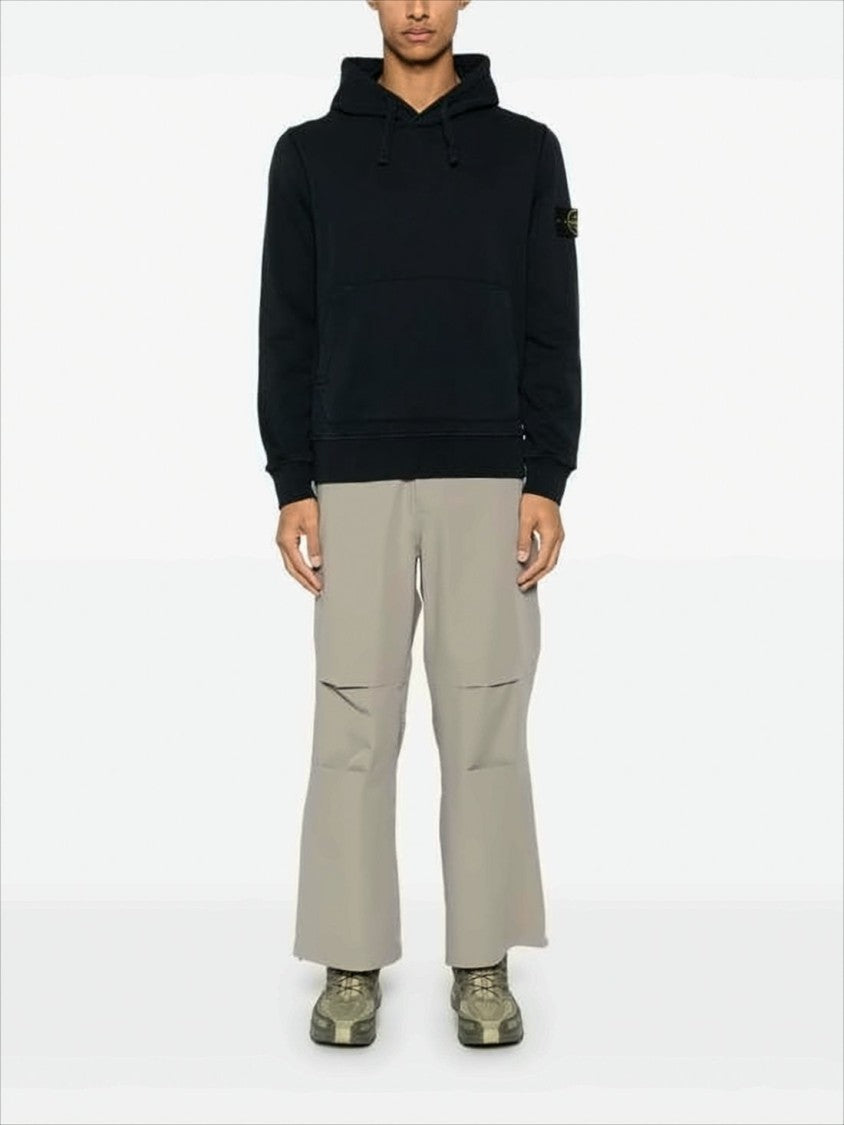 Stone Island Pullover Hoodie With Signature Patch Logo And Kangaroo Pocket