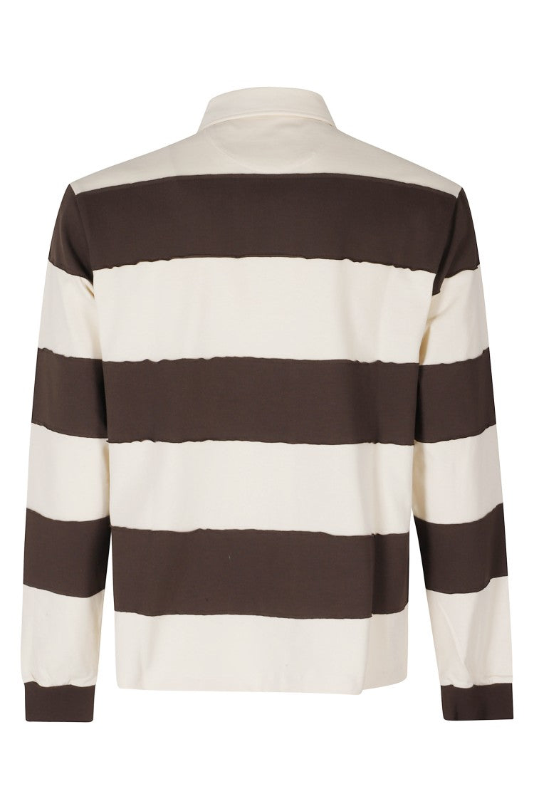 Woc Ivory Chocolate Striped Rugby Polo Shirt
