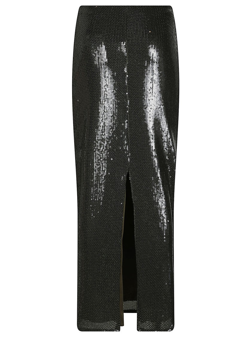 Patrizia Pepe Fitted Long Skirt With Subtle Back Slit And Shimmering Texture