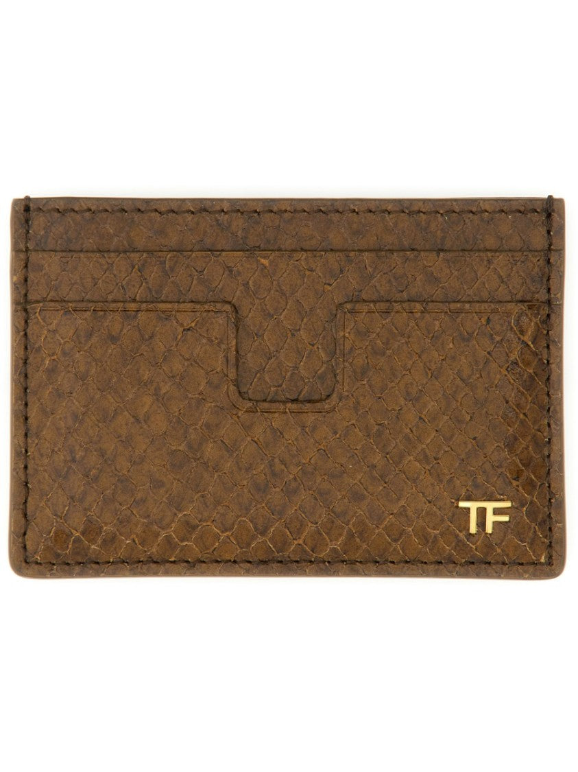 Tom Ford Textured Brown Calf Leather Card Holder