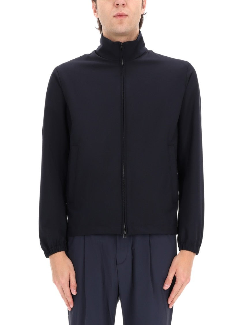 Herno Neutrals Minimalist Stand Collar Sports Jacket