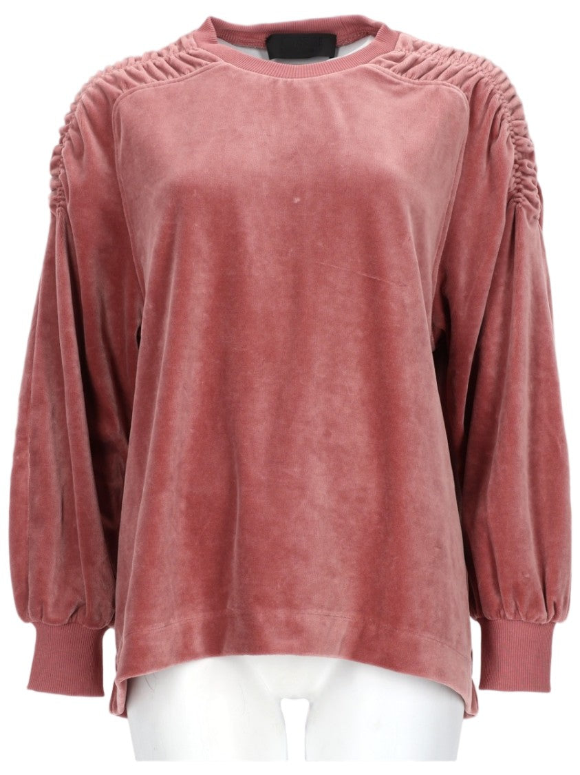 Alberta Ferretti Plush Chenille Sweatshirt With Gathered Raglan Sleeves