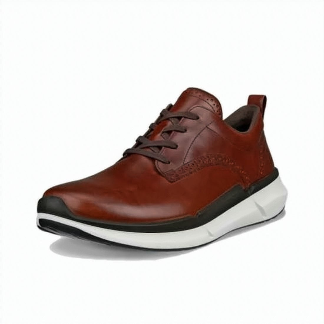 Ecco Smooth Leather Sneakers With Perforated Detailing