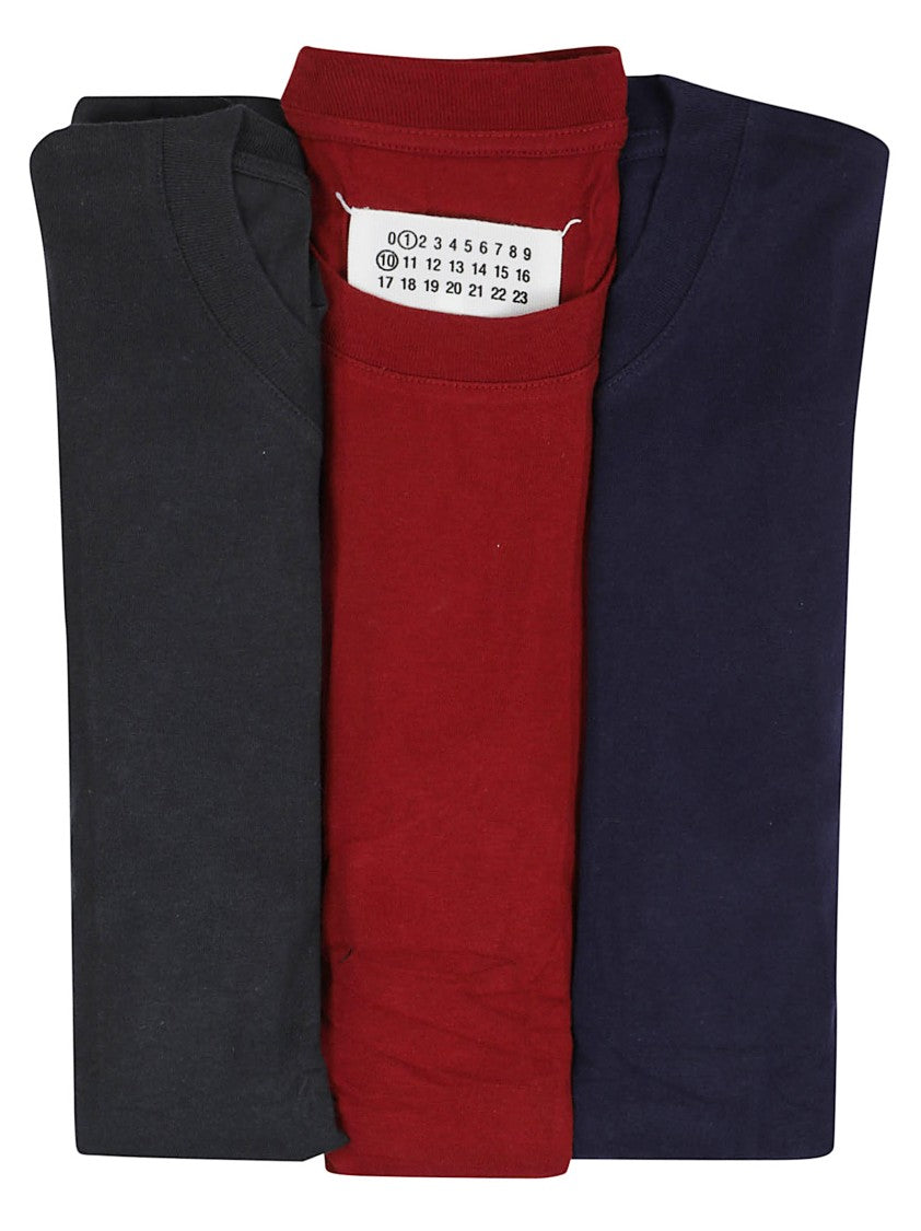 Maison Margiela Set Of Three Crew Neck T-Shirts In Solid Hues