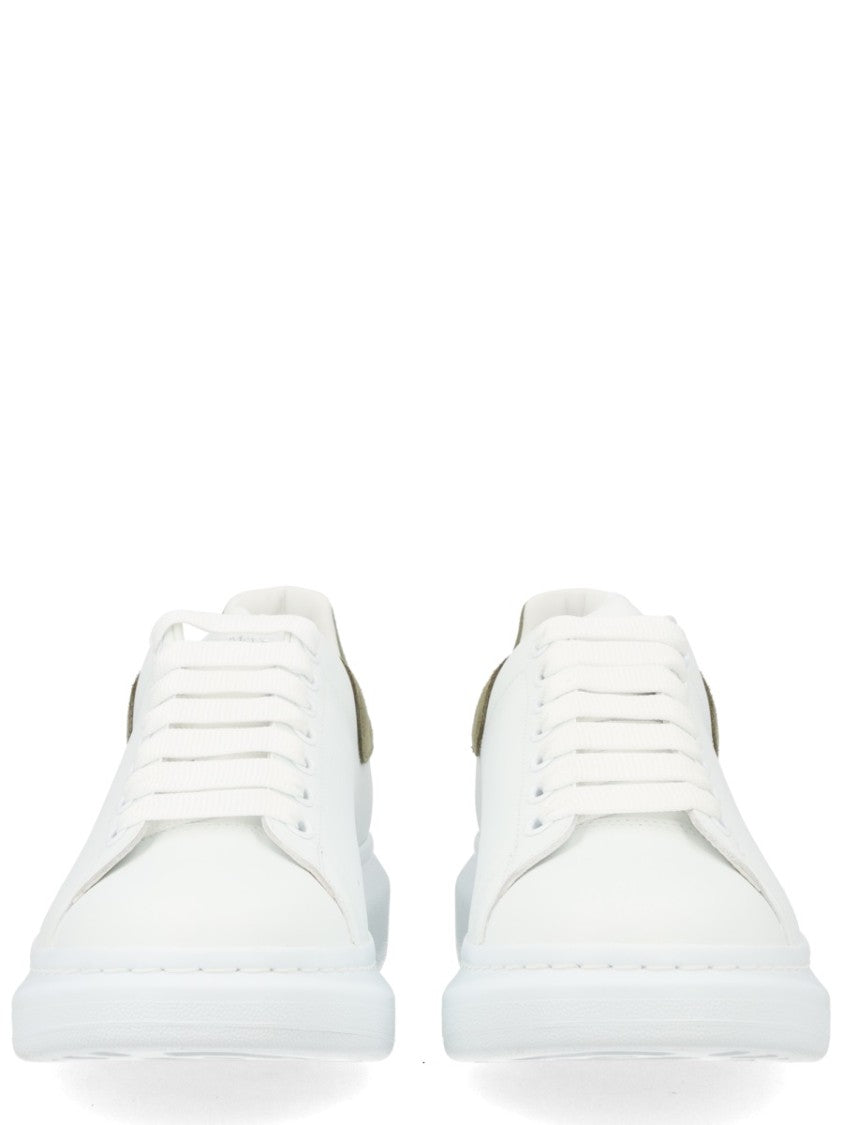 Alexander Mcqueen Neutrals Oversize Olive Suede Heel Sneakers