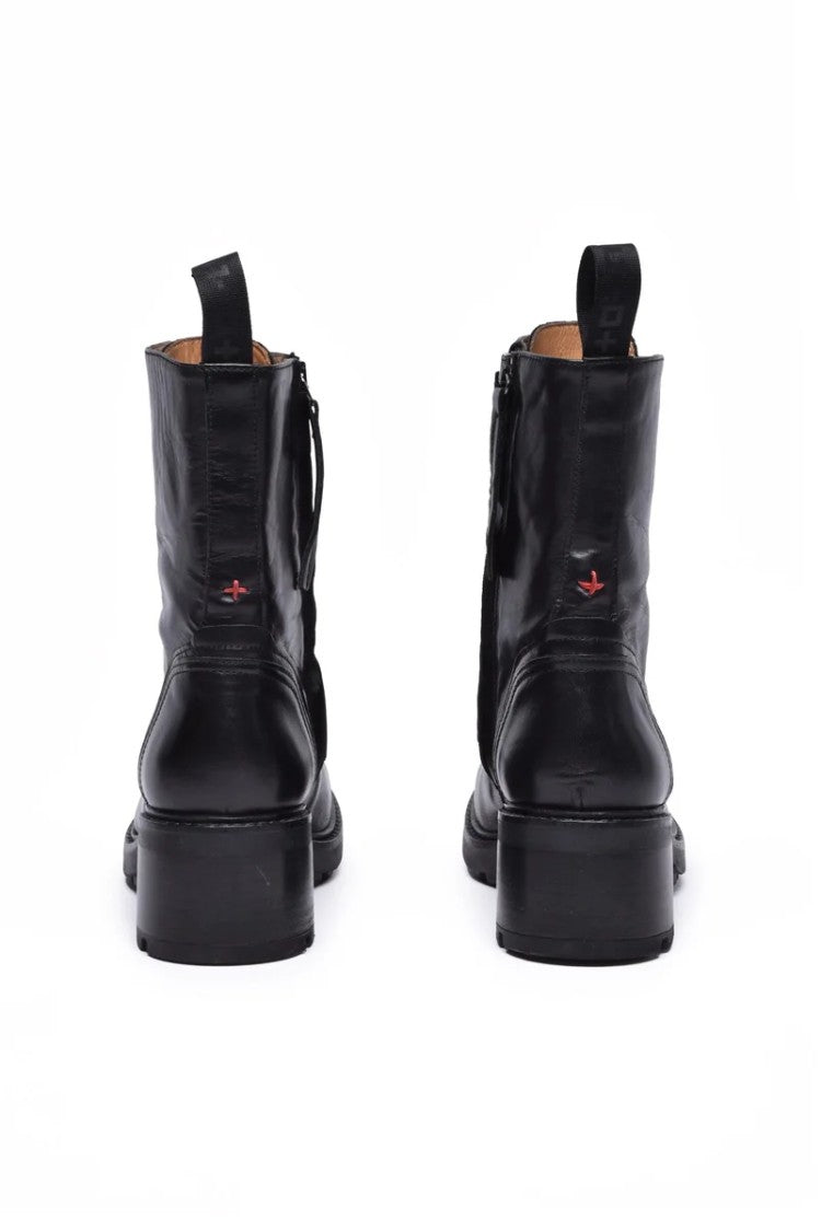 Gio + Leather Combat Boots - Black