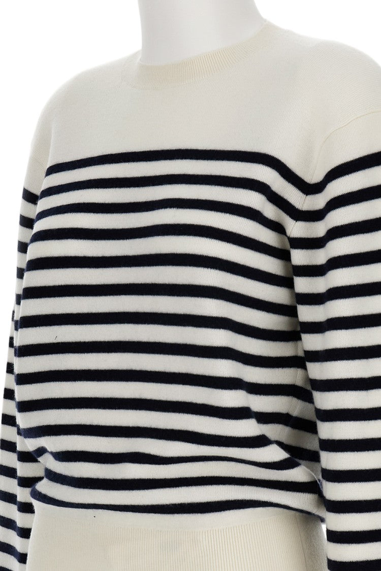 Khaite Striped Crew-Neck Sweater With Voluminous Sleeves