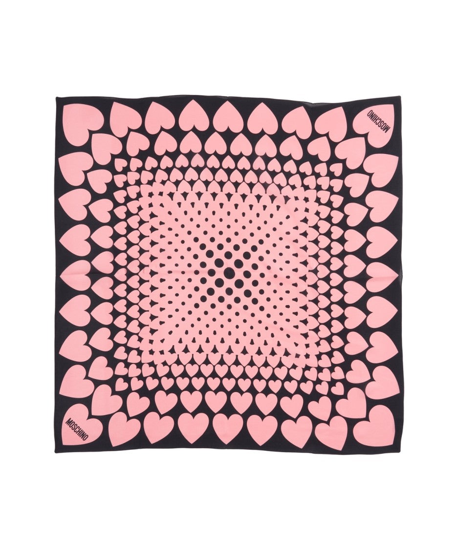 Moschino Silk Scarf With Heart Print