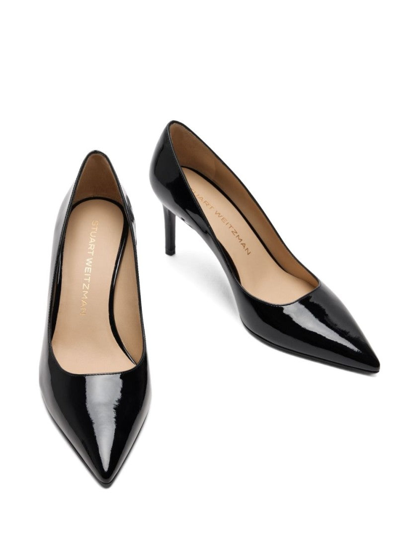 Stuart Weitzman Coated Leather Finish Pointed Toe Flat Shoes