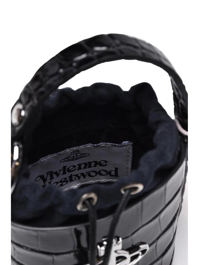 Vivienne Westwood Mini Daisy Crossbody Bag With Crocodile-Embossed Leather And Drawstring Closure