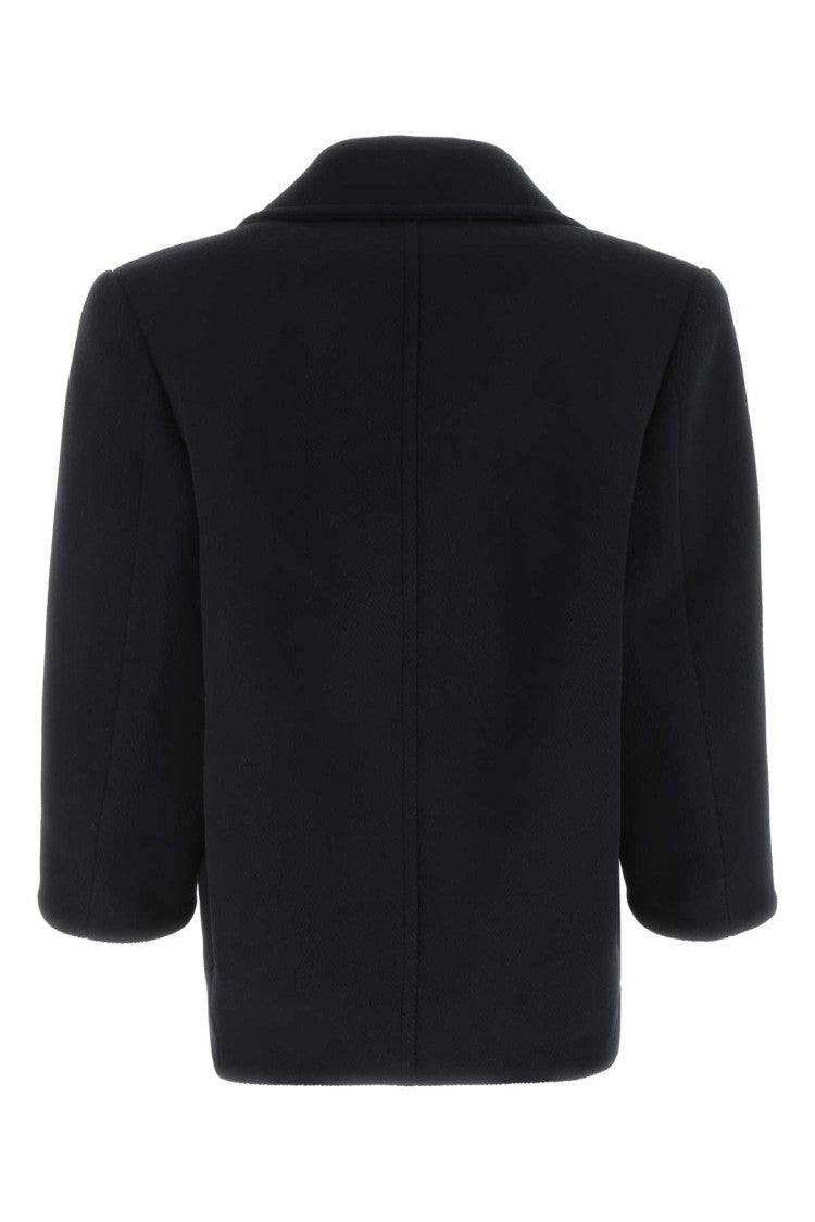 Saint Laurent Navy Blue Wool Oversize Coat