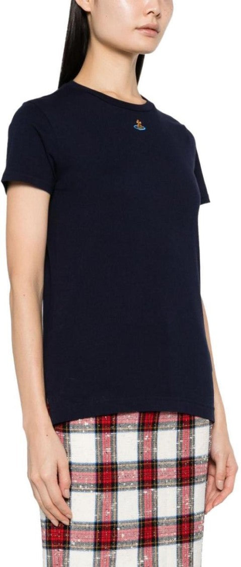 Vivienne Westwood Fitted Black Cotton T-Shirt With Emblem Detail