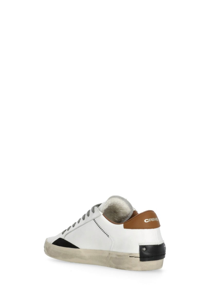 Crime London White Distressed Used Effect Sneakers