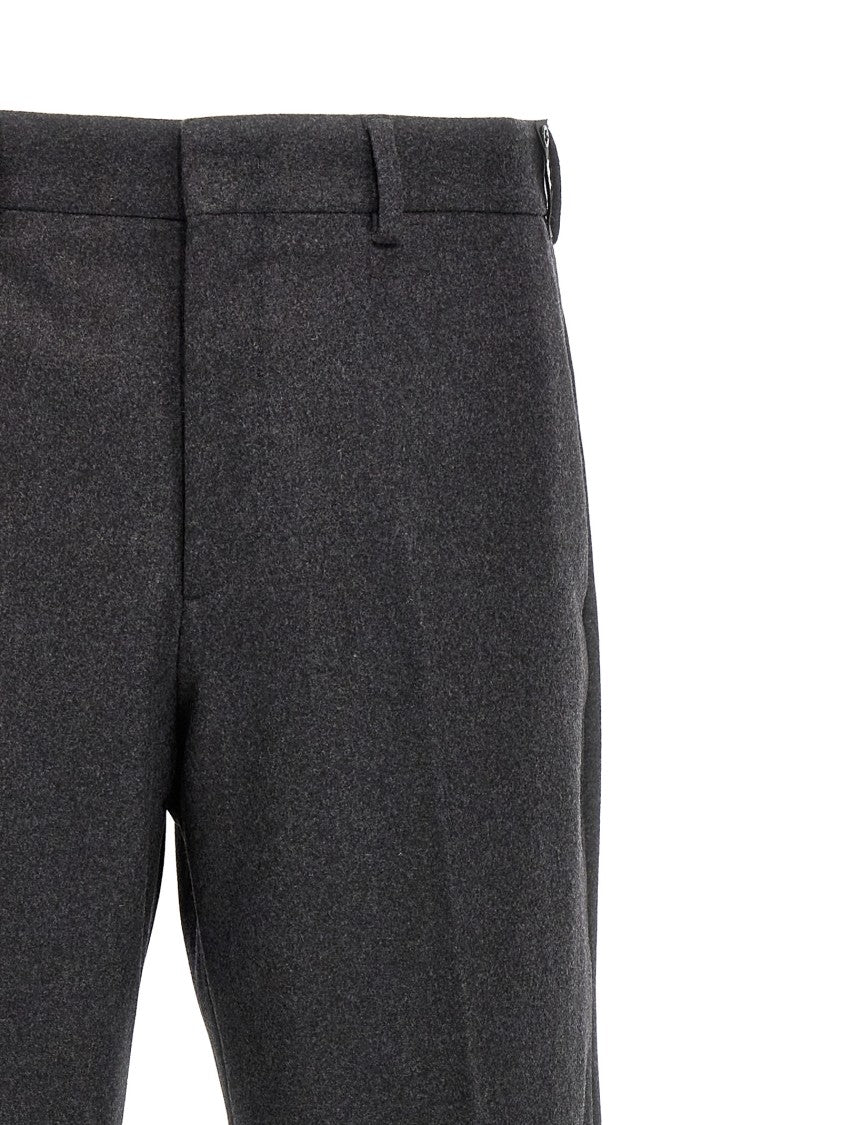Fendi Straight Leg Cashmere Trousers With Pressed Pleat