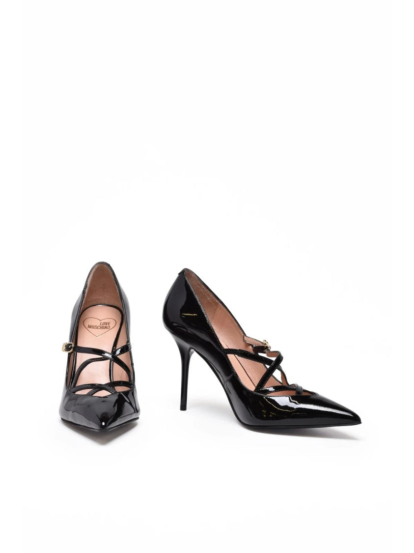 Love Moschino Black Patent Leather Strappy Pumps