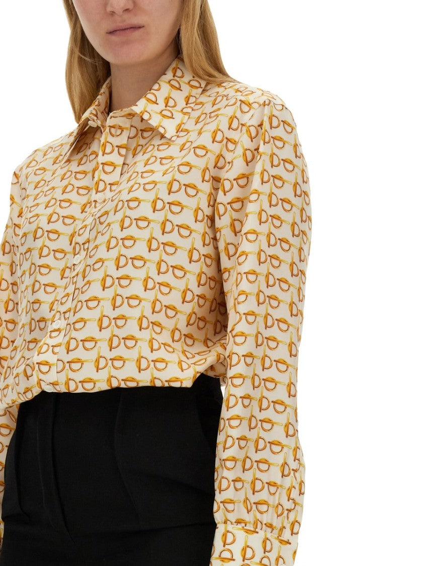 Burberry Eyeglasses Print Mulberry Silk Shirt