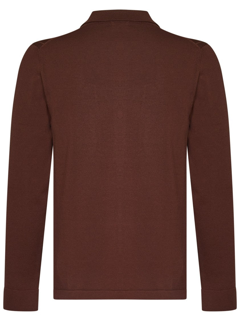 Malo Brown Knit Button-Up Shirt