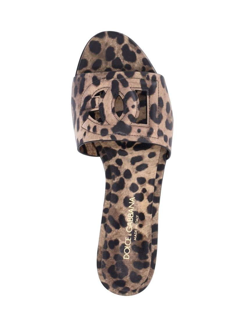 Dolce & Gabbana Leopard Print Strap Flat Sandals