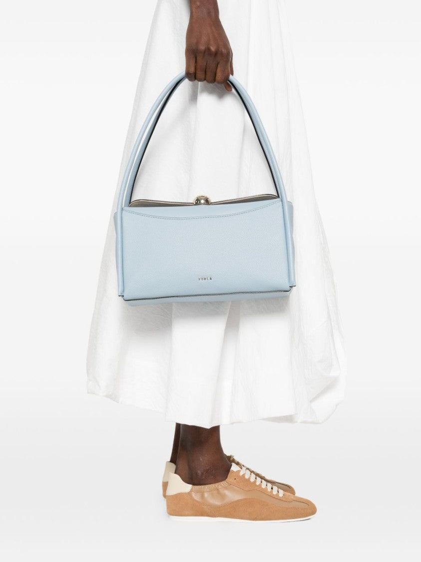 Furla Rectangular Pastel Blue Leather Handbag