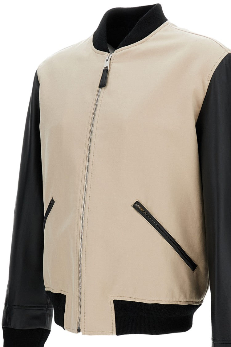 Givenchy Beige Bomber Jacket With Leather Sleeves