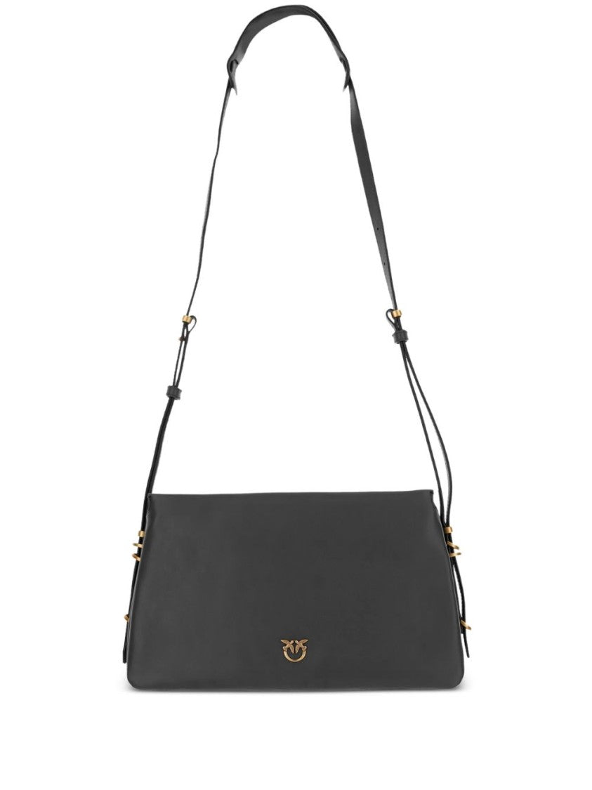 Pinko Black Shoulder Bag With Gold Accents