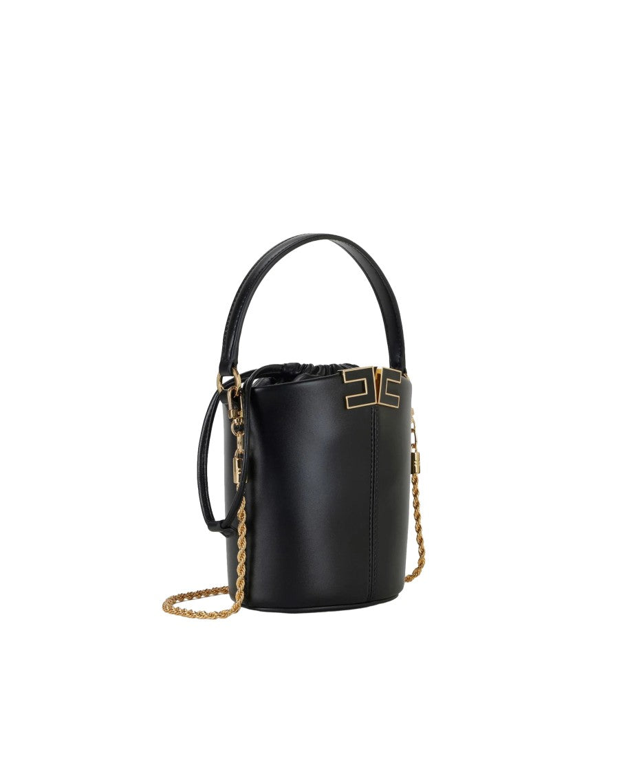 Elisabetta Franchi Bucket Bag With V-Cut Design And Gold Logo