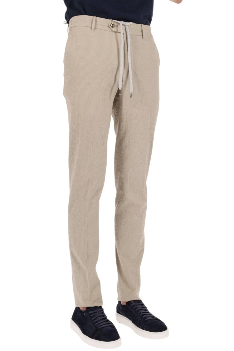 Pt Torino Seersucker Cotton Slim Fit Jogger Trousers