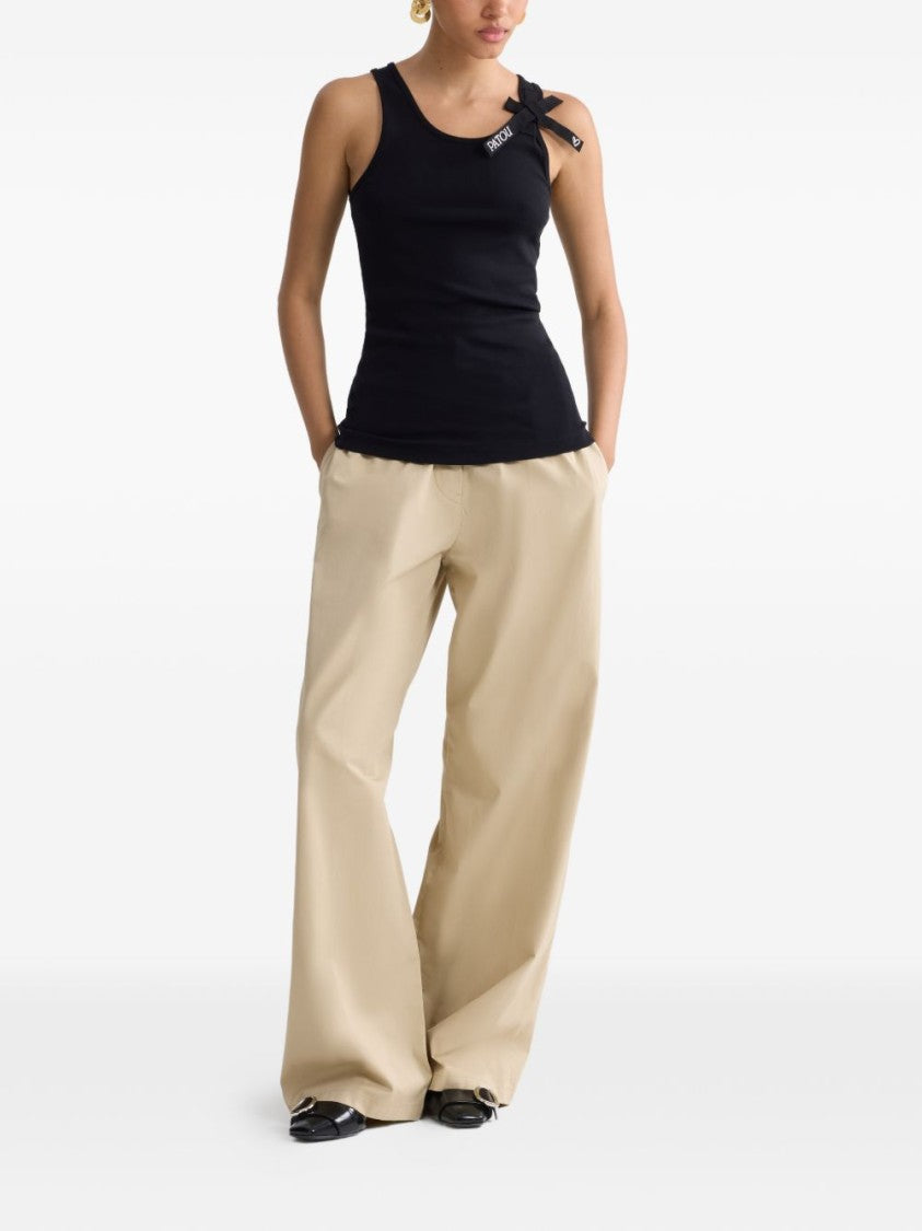 Patou Silk And Nylon Black Sleeveless Top
