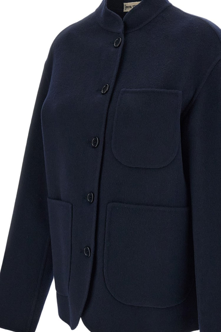 Meta Campania Blue Julian Stand Collar Wool-Silk-Cashmere Jacket