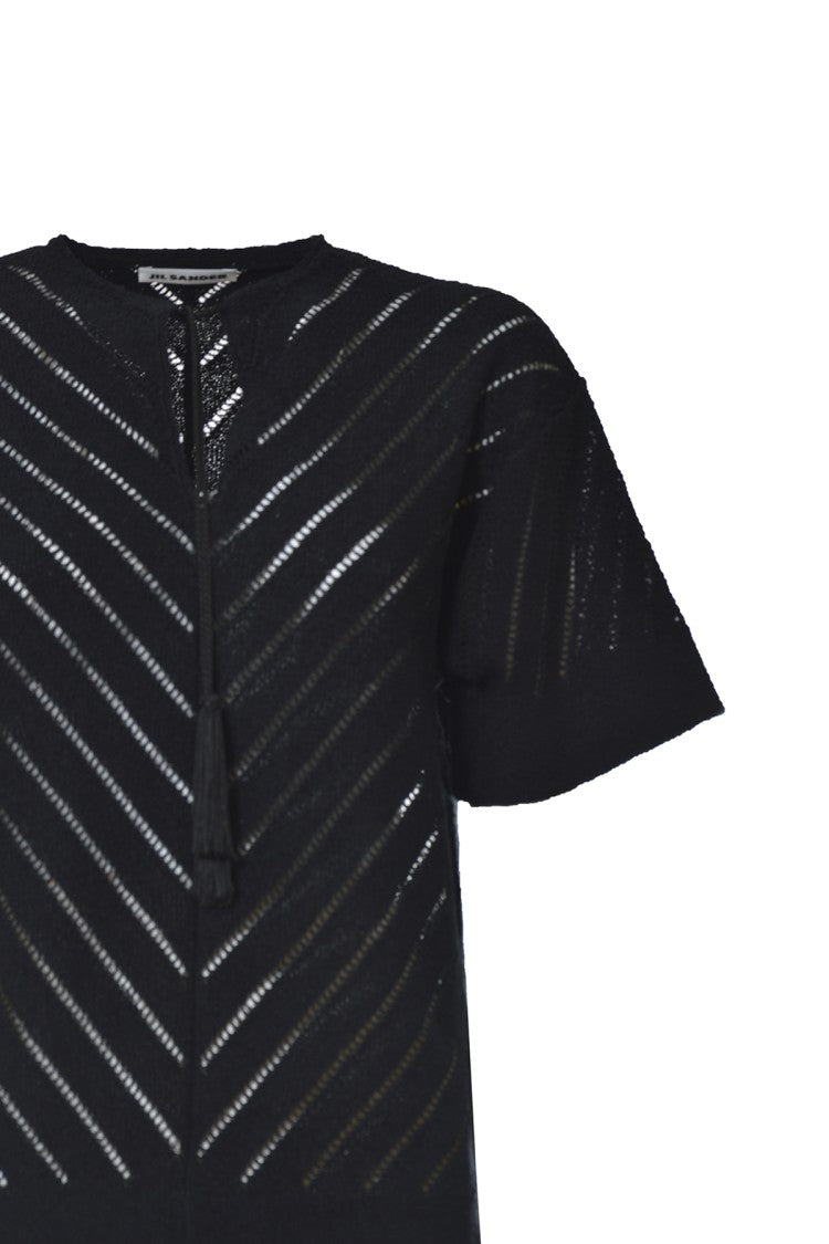 Jil Sander Black Perforated Cotton Top