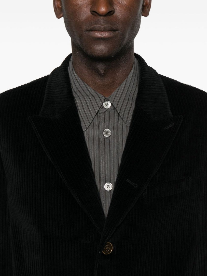 Dolce & Gabbana Black Corduroy Jacket With Tailored Fit