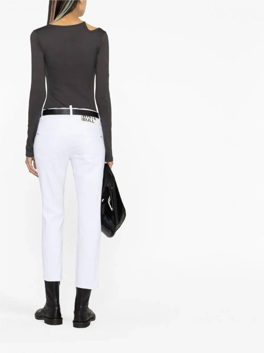Dsquared2 Cropped White Cotton Five-Pocket Pants