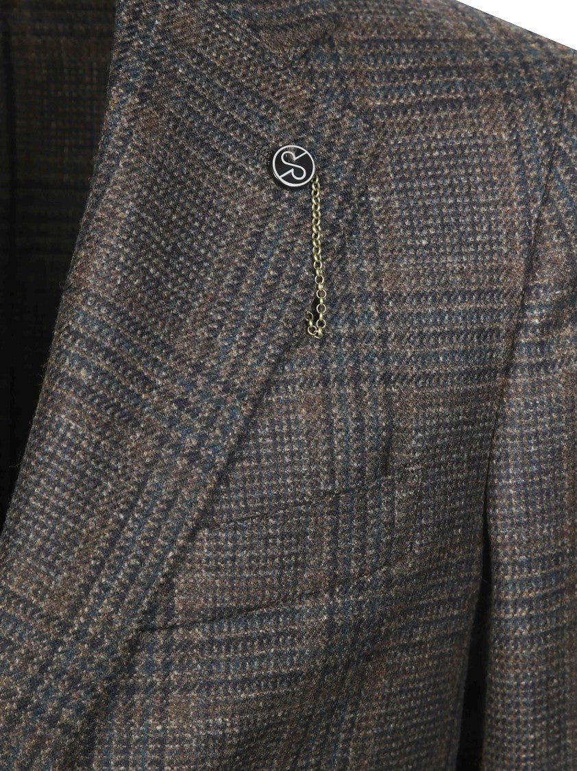 Santaniello Tailored Glen Check Blazer In Soft Touch Cashmere